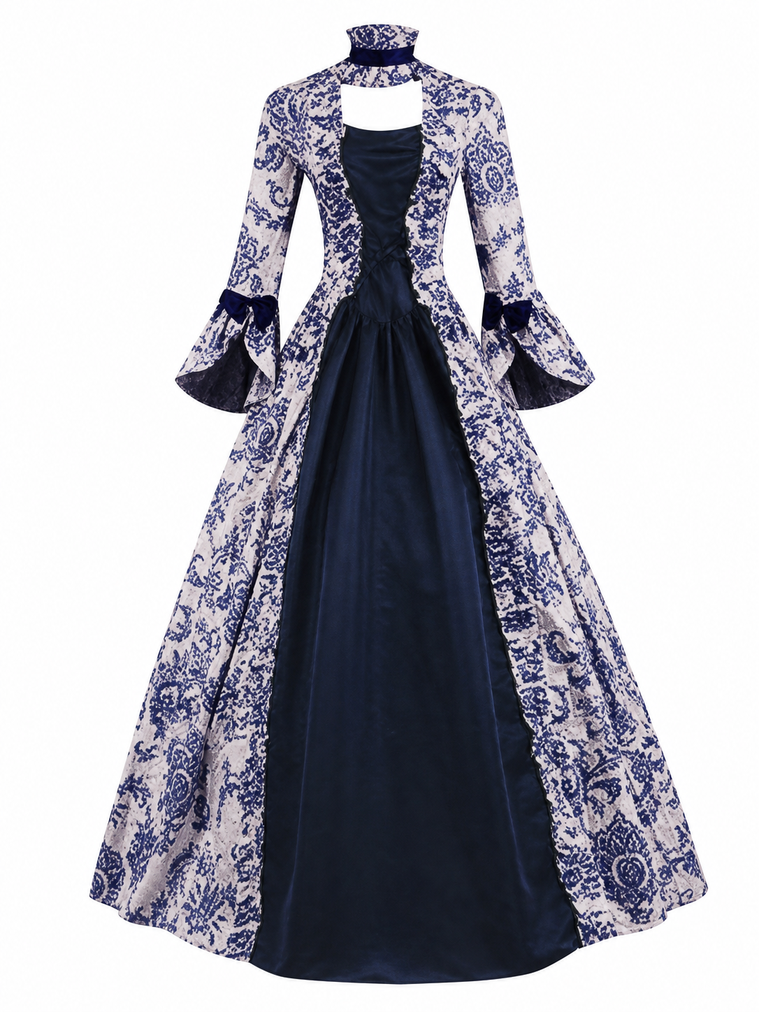 Vintage Printed Dress, Long Sleeves, Flared Silhouette