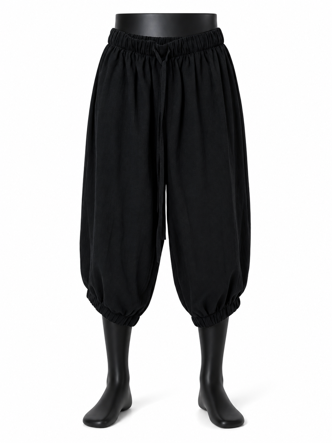 Black cropped elastic-waist pants product view 21
