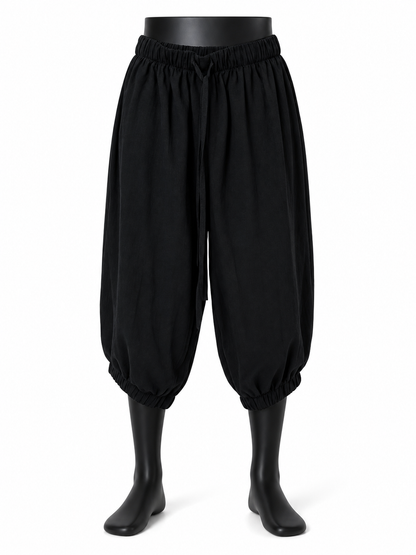 Black cropped elastic-waist pants product view 21