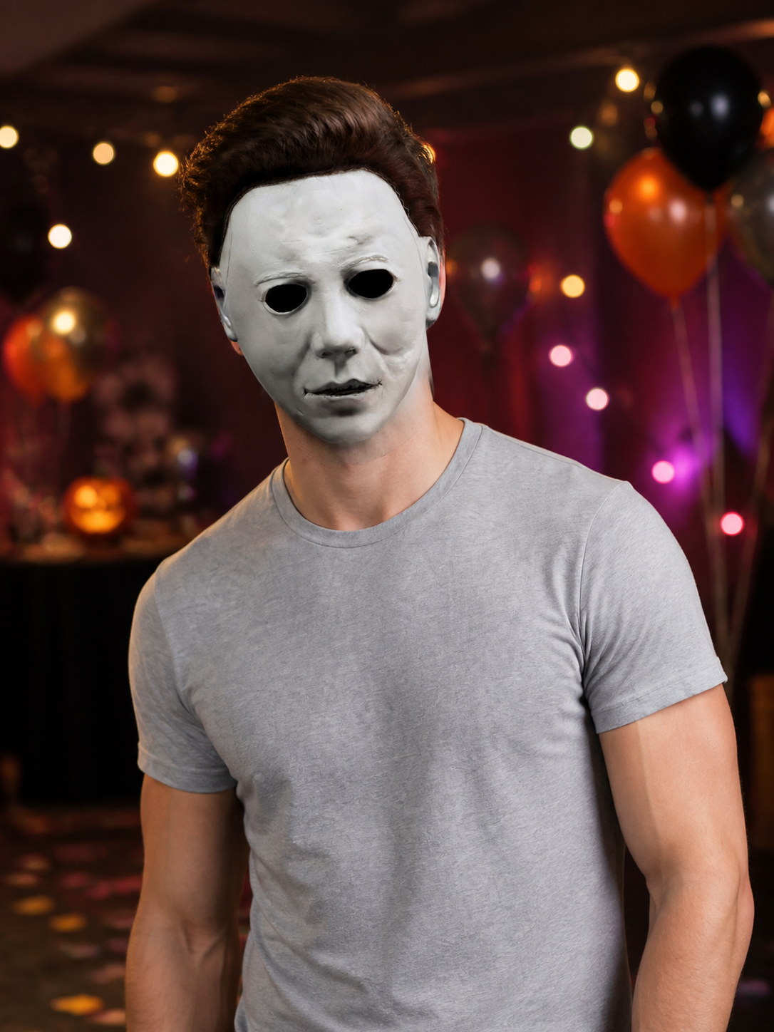 White-Faced Mask with Short Hair