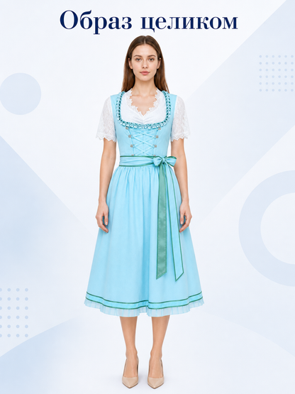 Women's lace-up top with lace sleeves