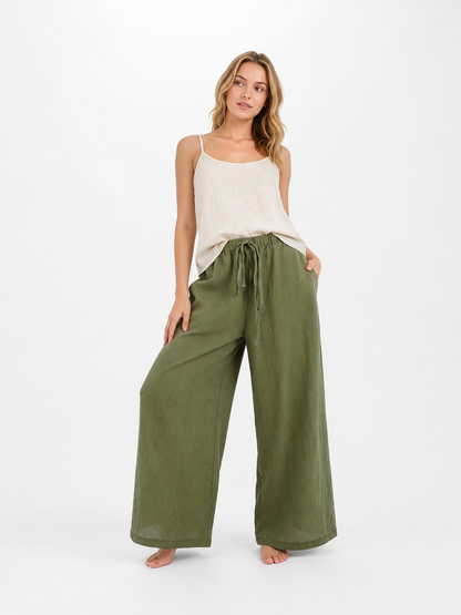 High-Waisted Palazzo Pants with Pockets