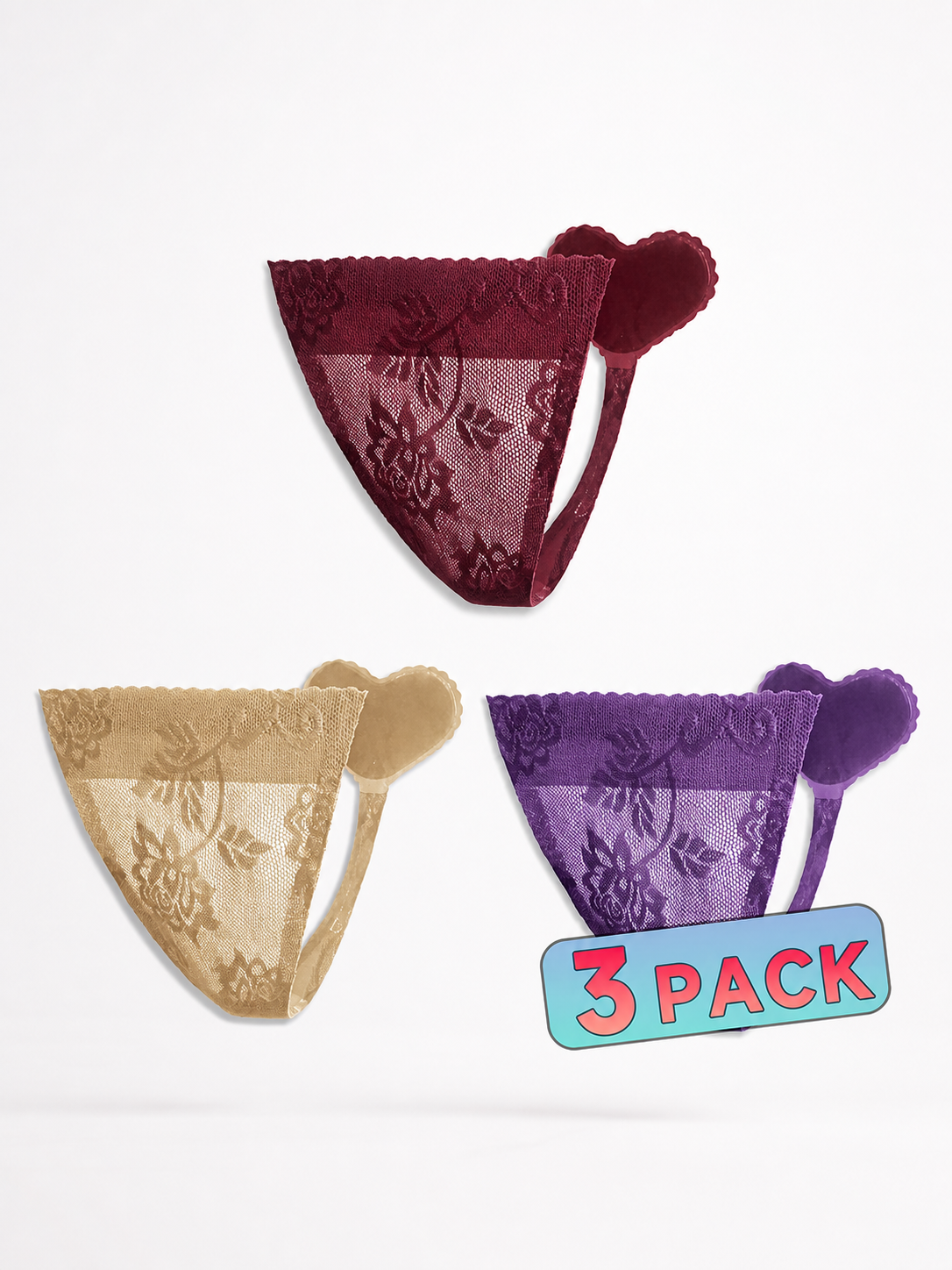 Floral-Pattern Thong Panties, 3 Colors, Size S