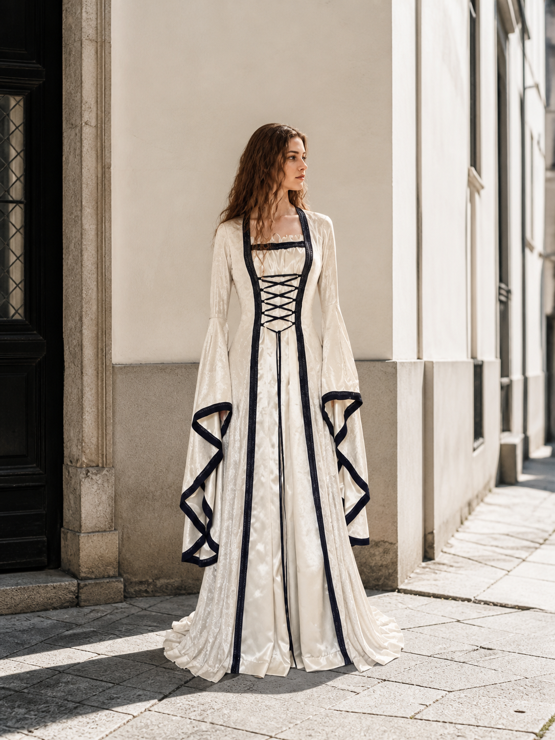 Vintage Long Dress with Corset Lacing