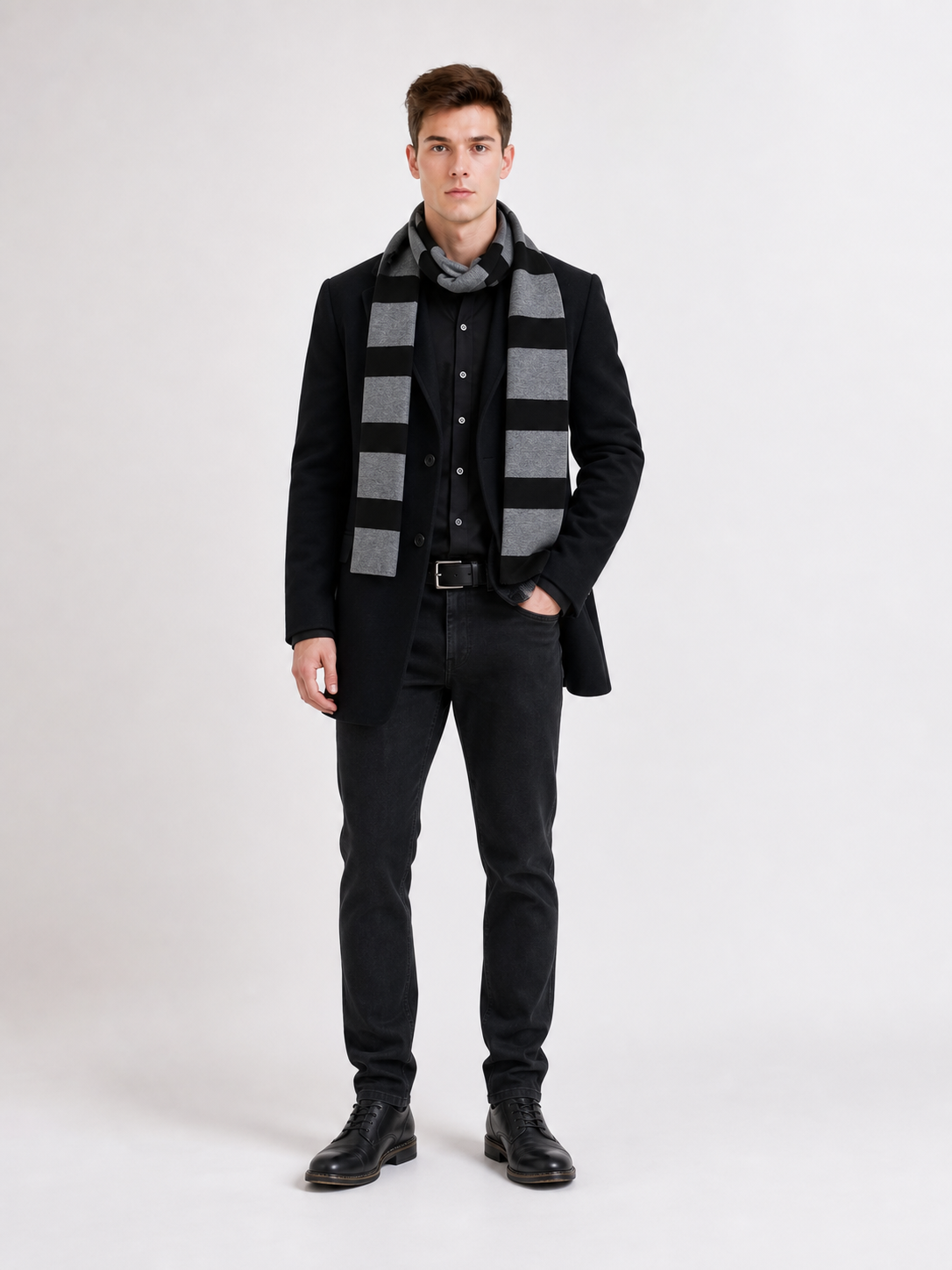 Despicable Me Long Black-and-Gray Striped Scarf