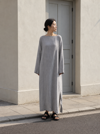 Long Dress with Sleeves and Side Slits