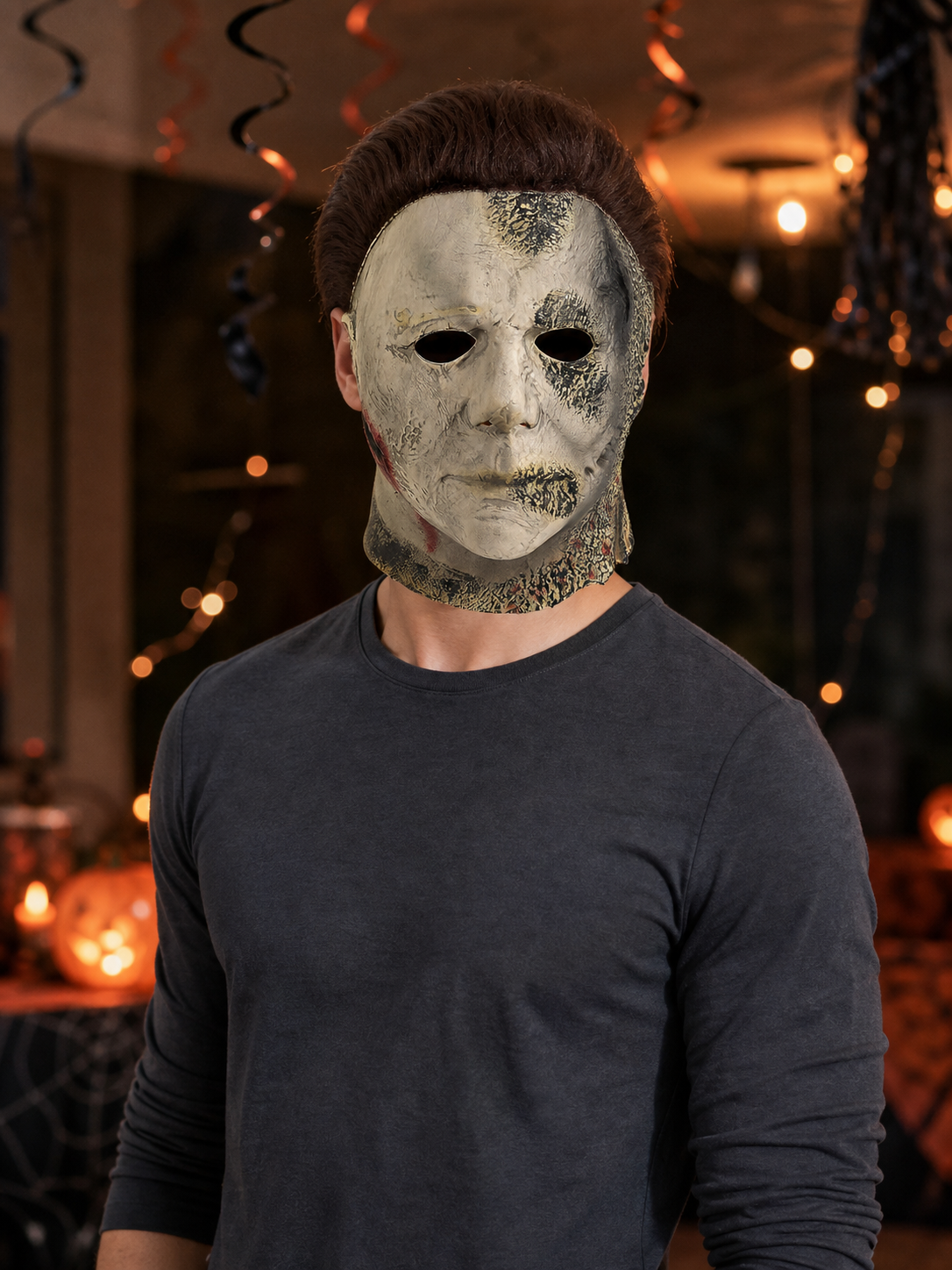 Red Face Mask with a Realistic Scary Face