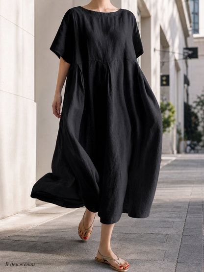 Women's Black Dress with a Round Neckline and A-Line Silhouette