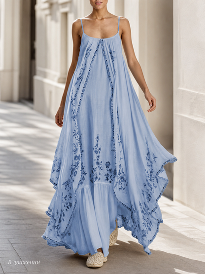 Women's Light Blue Dress with Thin Straps