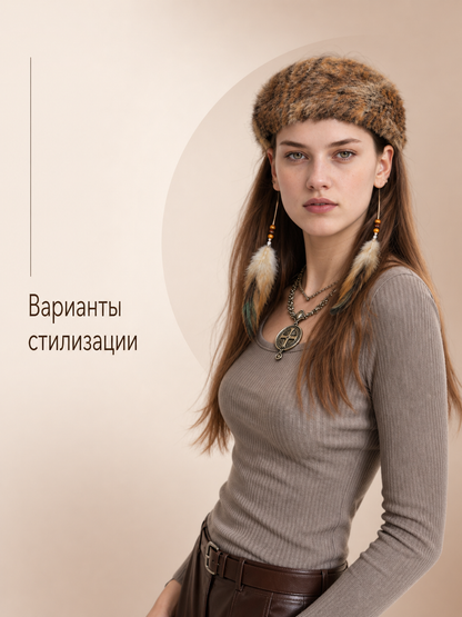 Brown Textured Plush Viking Hat