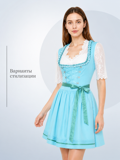Women's lace-up top with lace sleeves