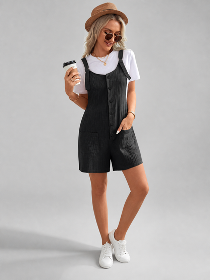 Black Loose-Fit Short Jumpsuit