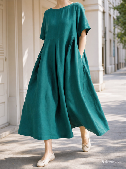 Women's Loose-Fit Dress with a Round Neckline