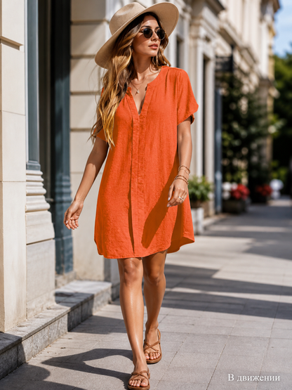 Women's Summer V-Neck Short-Sleeve Dress