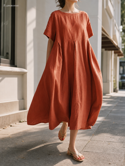 Women’s orange-red loose-fit dress