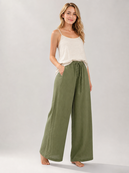 High-Waisted Palazzo Pants with Pockets