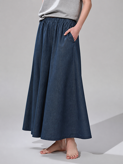 Women's High-Waisted Wide-Leg Pants, Dark Navy