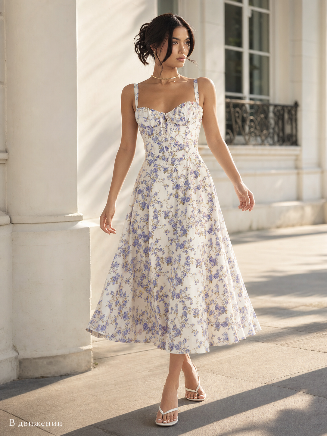 Women’s midi dress with a corset-style bodice
