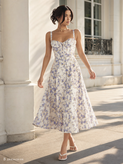 Women’s midi dress with a corset-style bodice