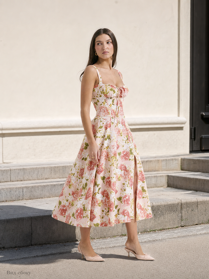 Women's spaghetti-strap dress with a floral print