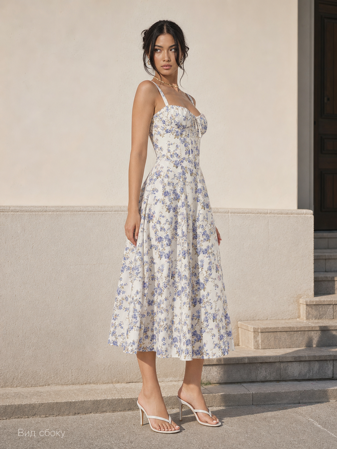 Women’s midi dress with a corset-style bodice