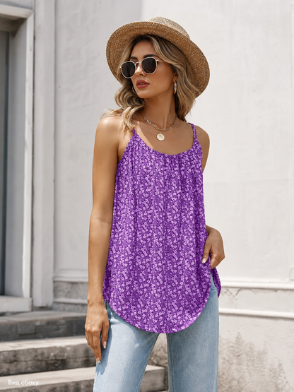 Women’s Purple Strappy Top with Floral Print