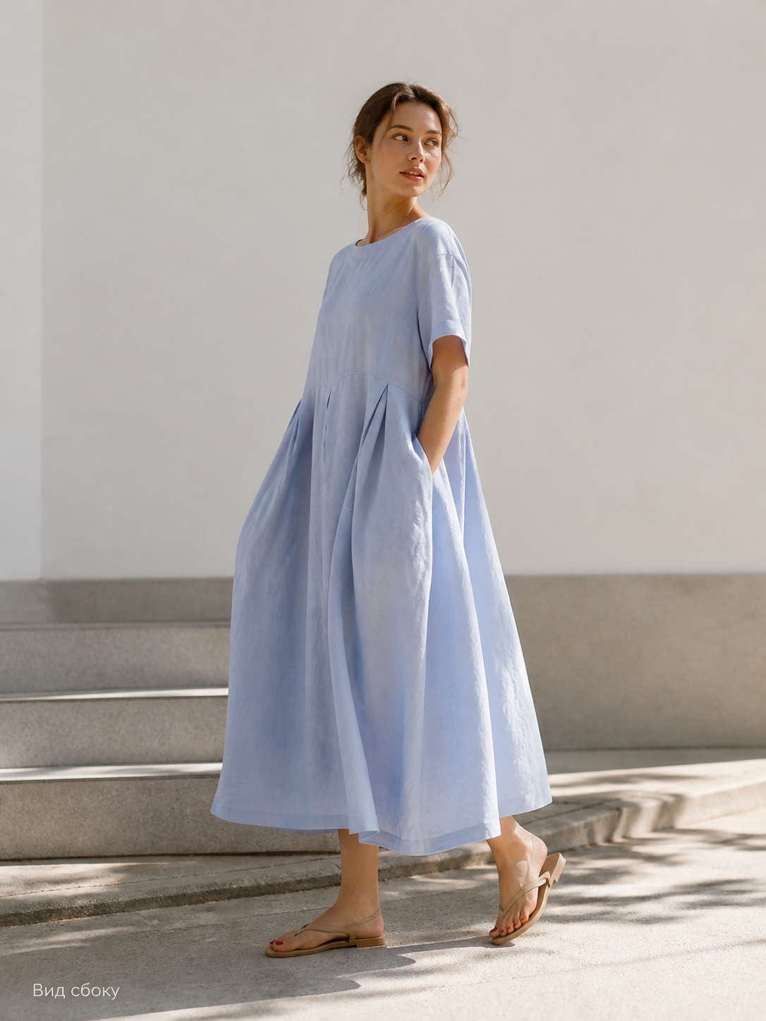 Women’s Light Blue Loose A-Line Dress