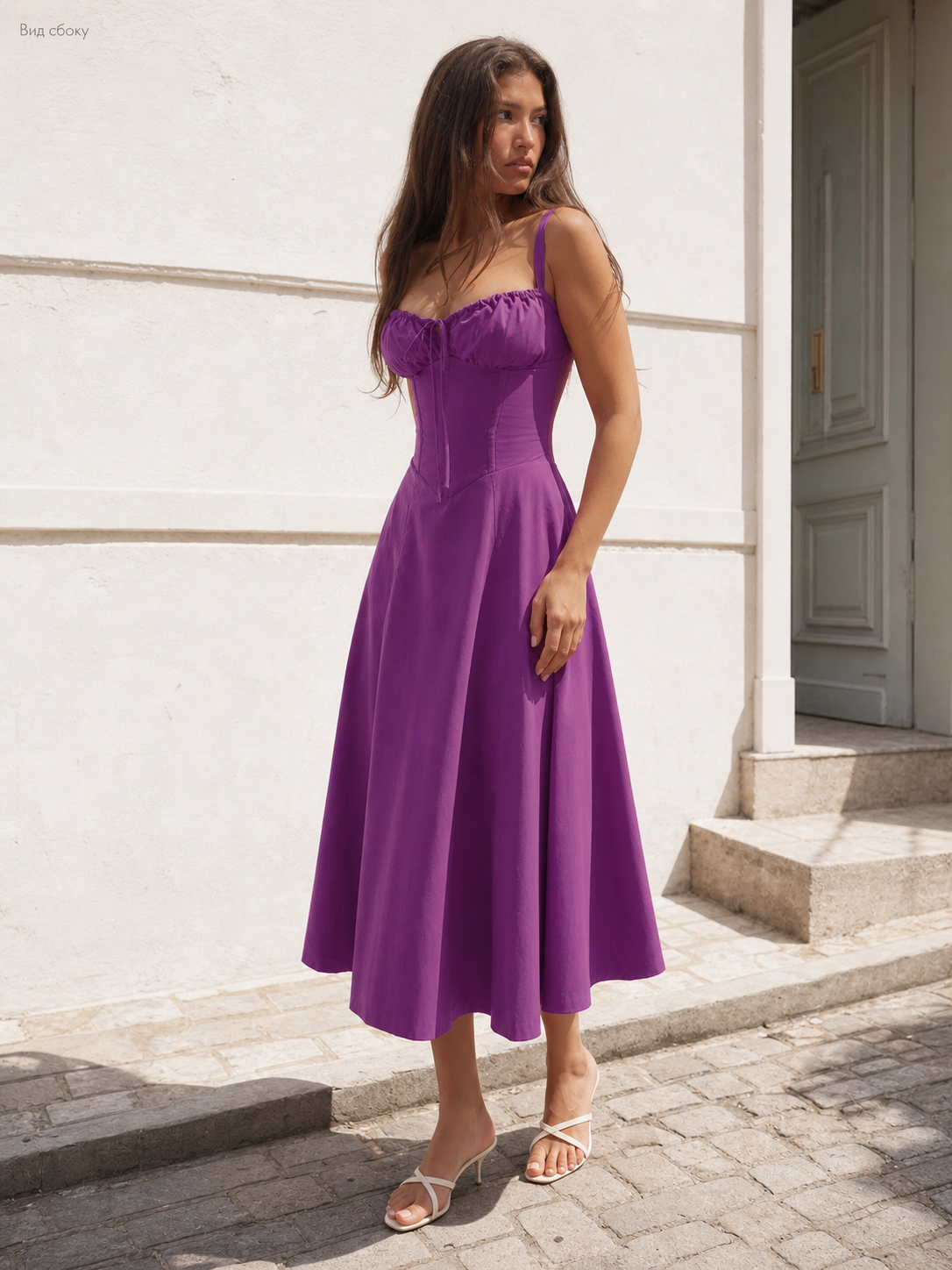 Women's Purple Maxi Dress with Thin Straps