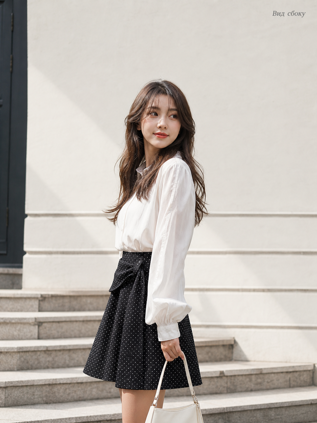 Women's Polka-Dot Wrap Midi Skirt with an A-Line Silhouette
