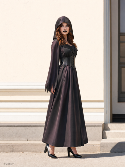 Vampire Cosplay Dress, Black, with Hood