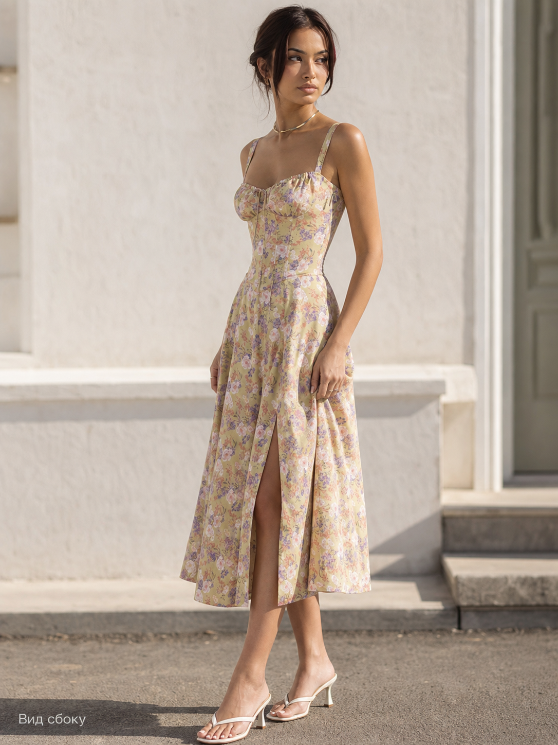 Women's Floral Print Strappy Midi Dress