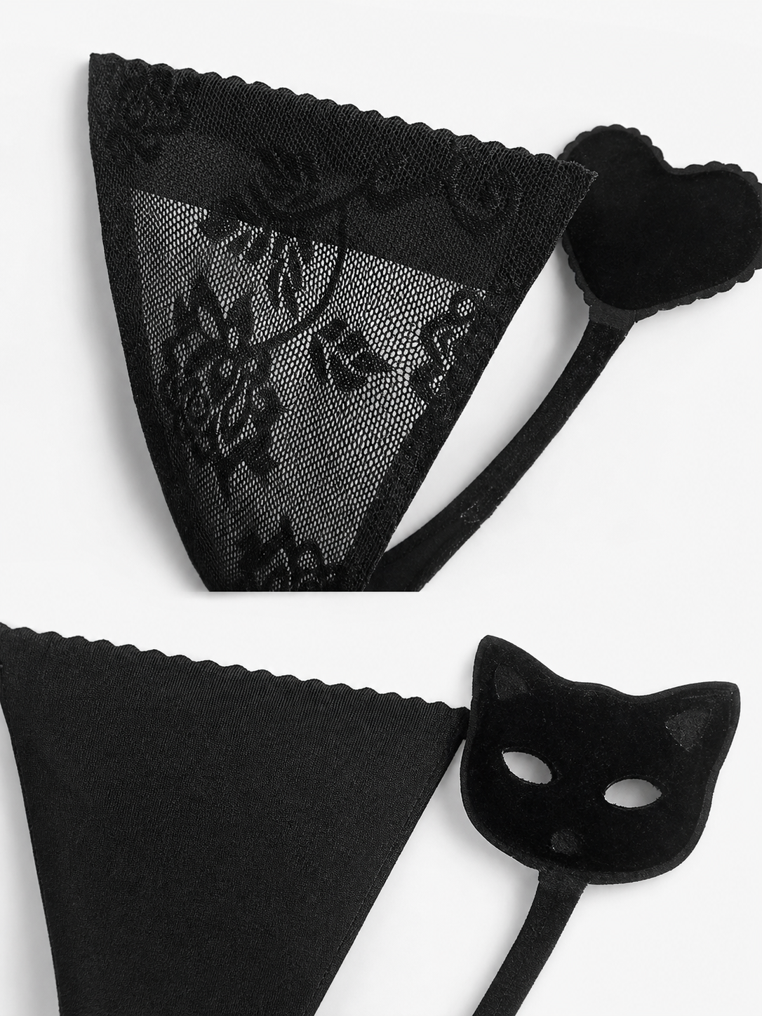 Black thongs, 3 designs, size S
