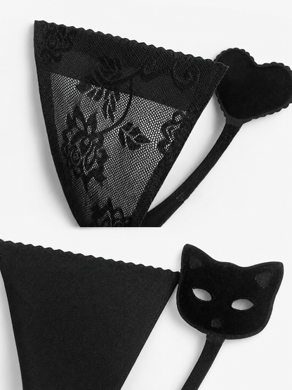 Black thongs, 3 designs, size S