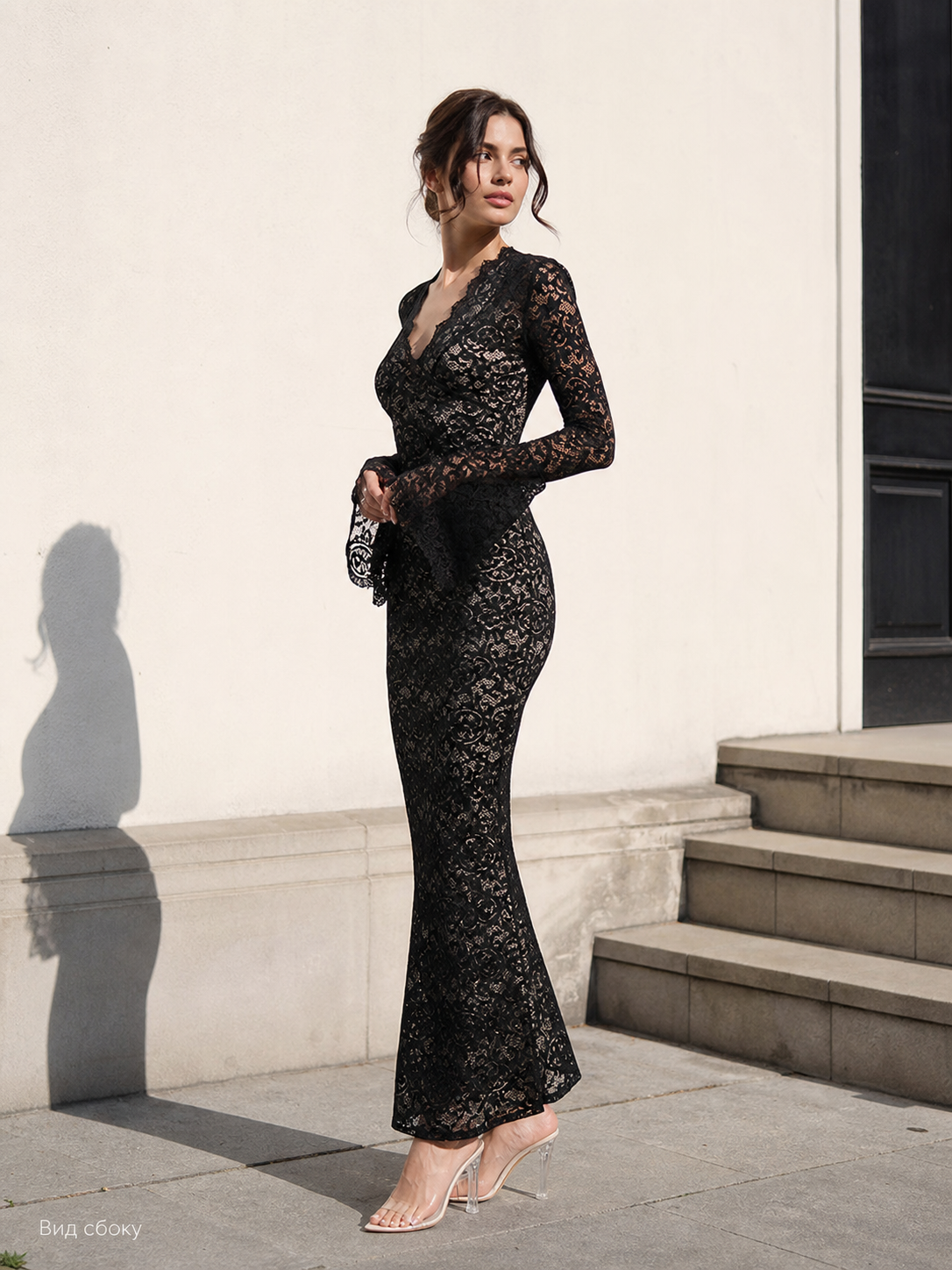 Women's Long V-Neck Mermaid Silhouette Dress