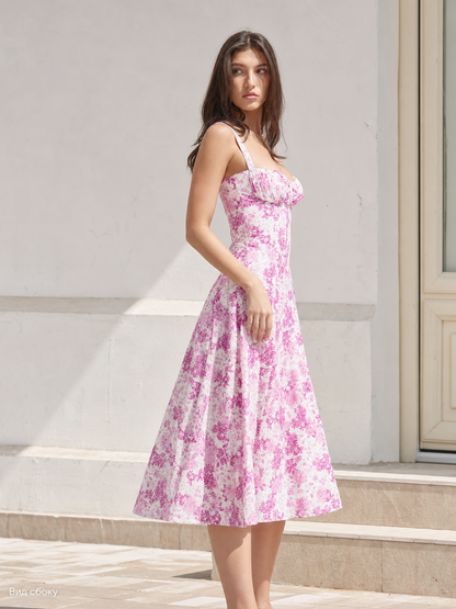 Women's Summer Floral Print Midi Sundress
