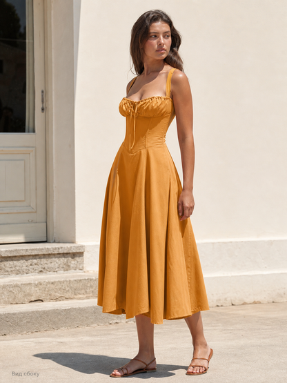 Women's Orange Thin-Strap Dress