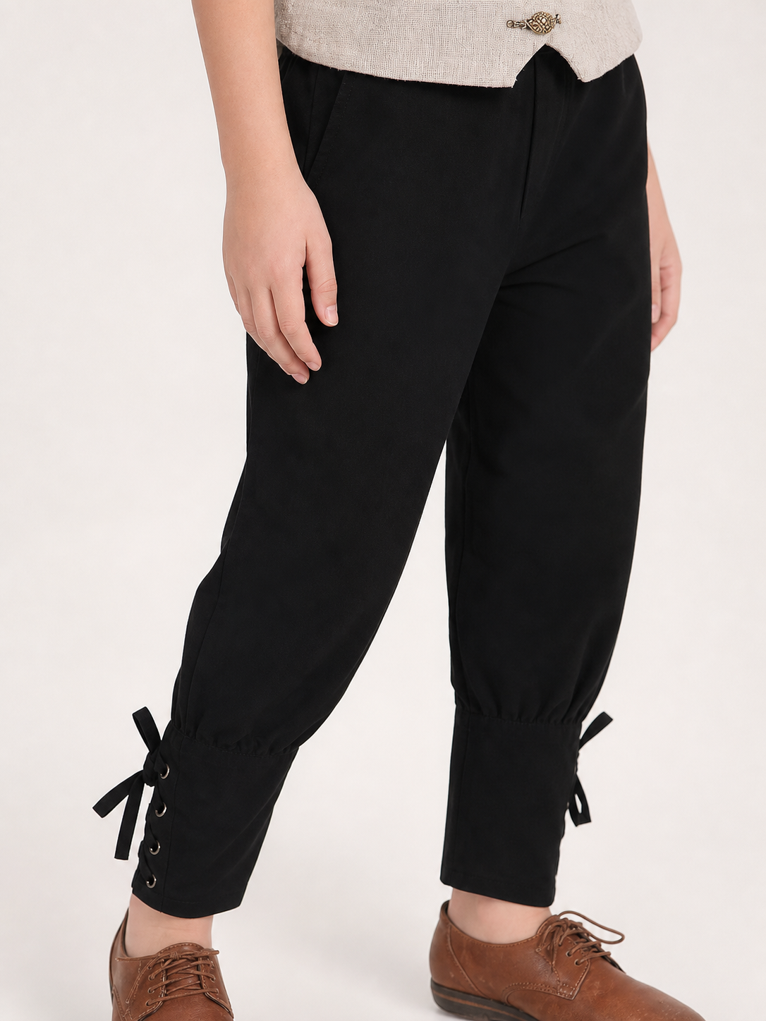 Kids' Black Slim-Fit Jogger Pants