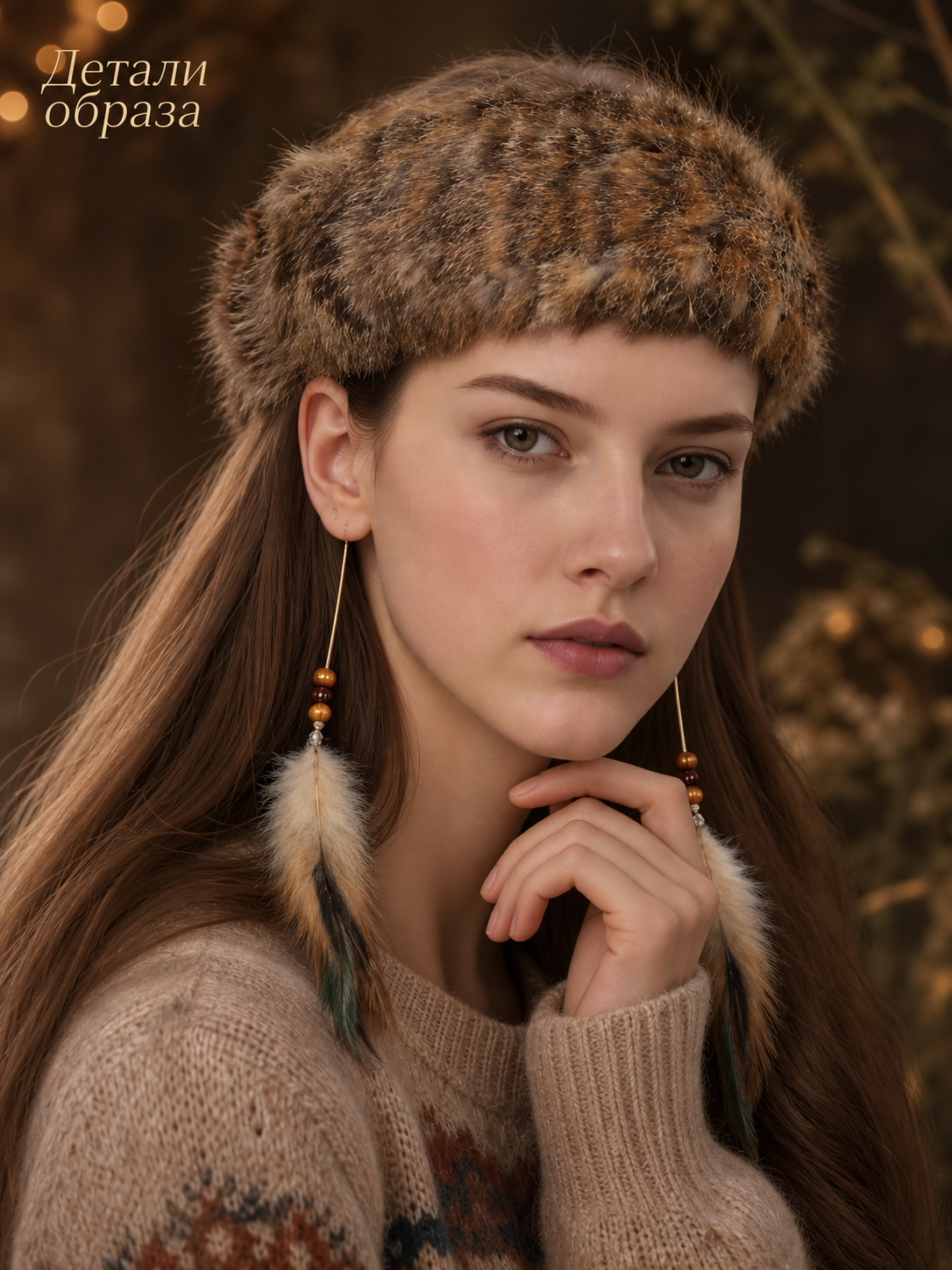 Brown Textured Plush Viking Hat
