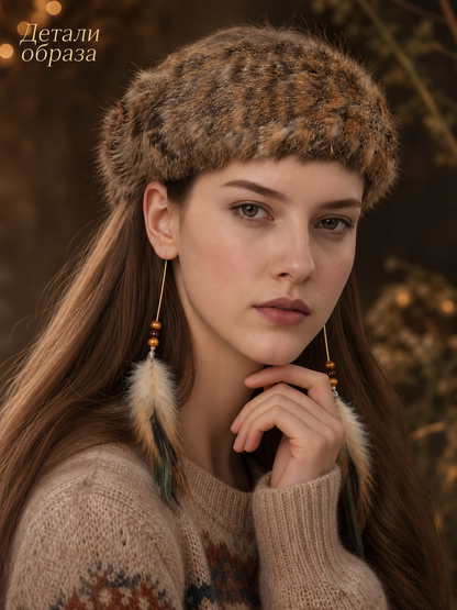 Brown Textured Plush Viking Hat