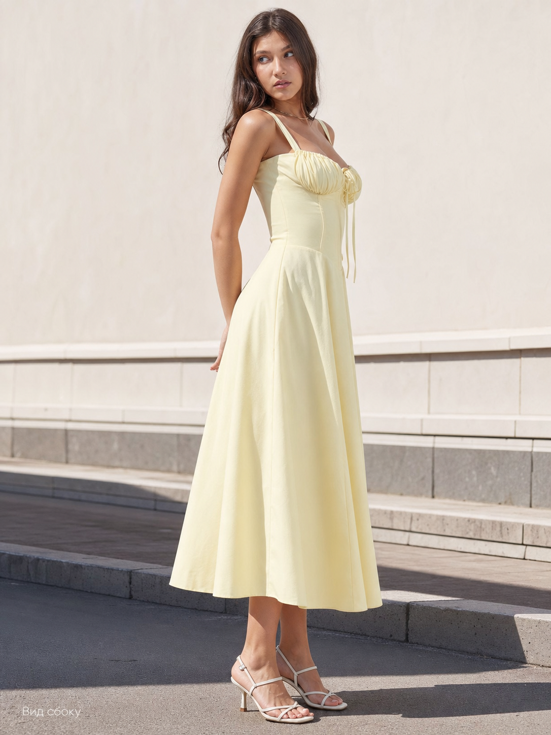Women's Light Yellow Sundress with Bow