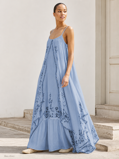 Women's Light Blue Dress with Thin Straps