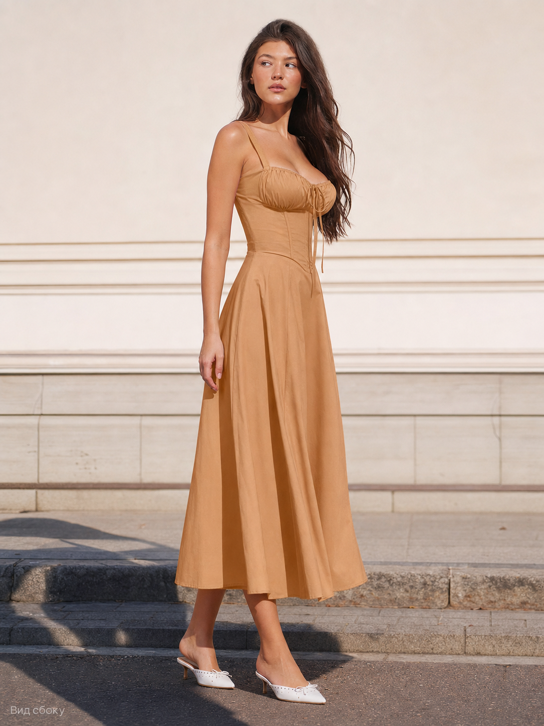 Women's Dress with Spaghetti Straps and a Square Neckline