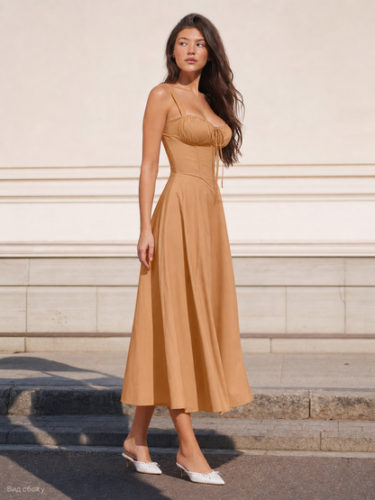 Women's Dress with Spaghetti Straps and a Square Neckline