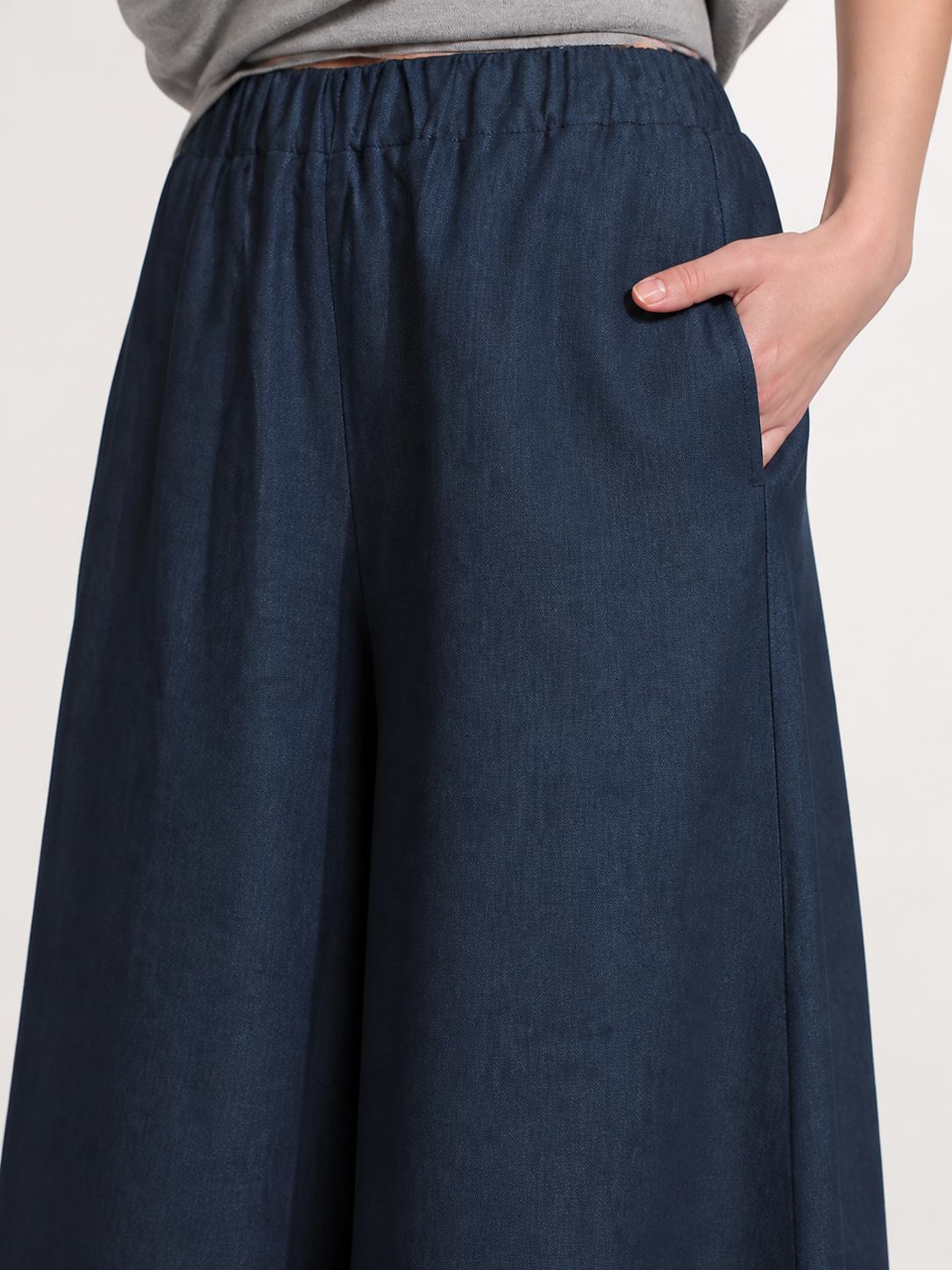 Women's High-Waisted Wide-Leg Pants, Dark Navy