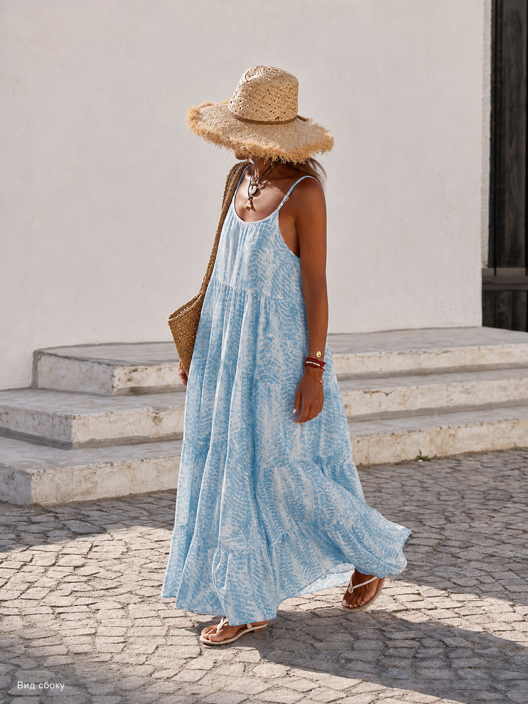 Women's Long Dress with Thin Straps, Relaxed Fit