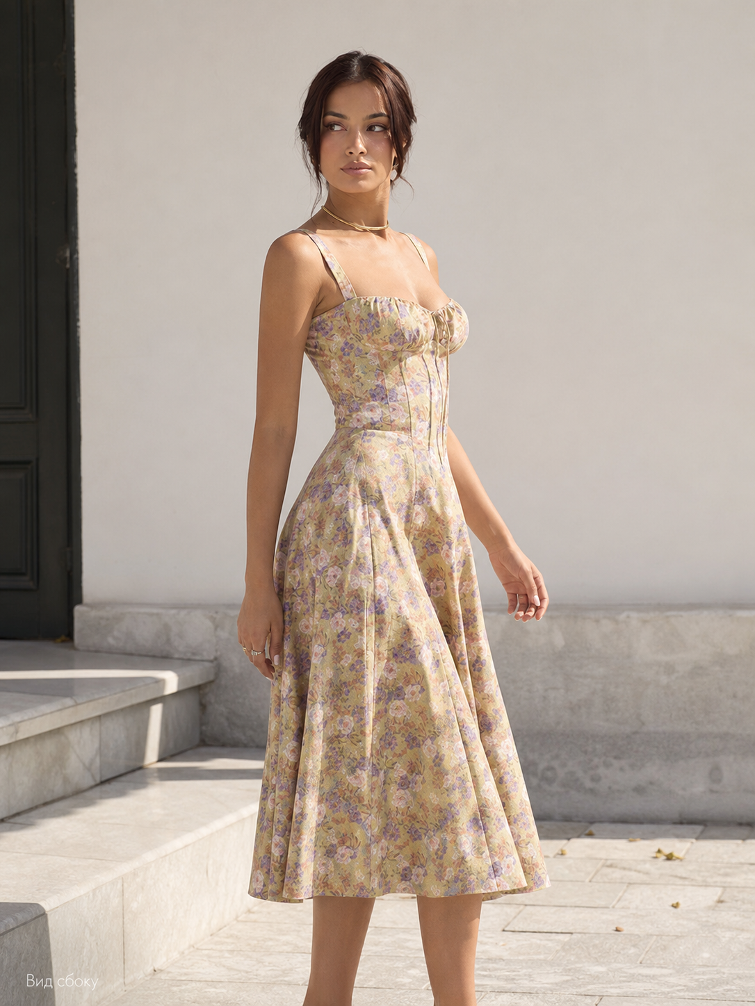 Women's Summer Dress with Straps and Floral Print