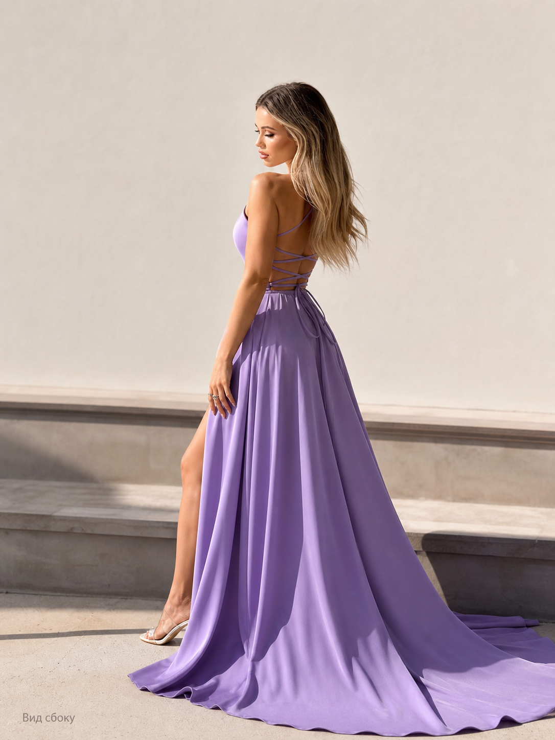 Evening Dress with an Open Back and Long Train