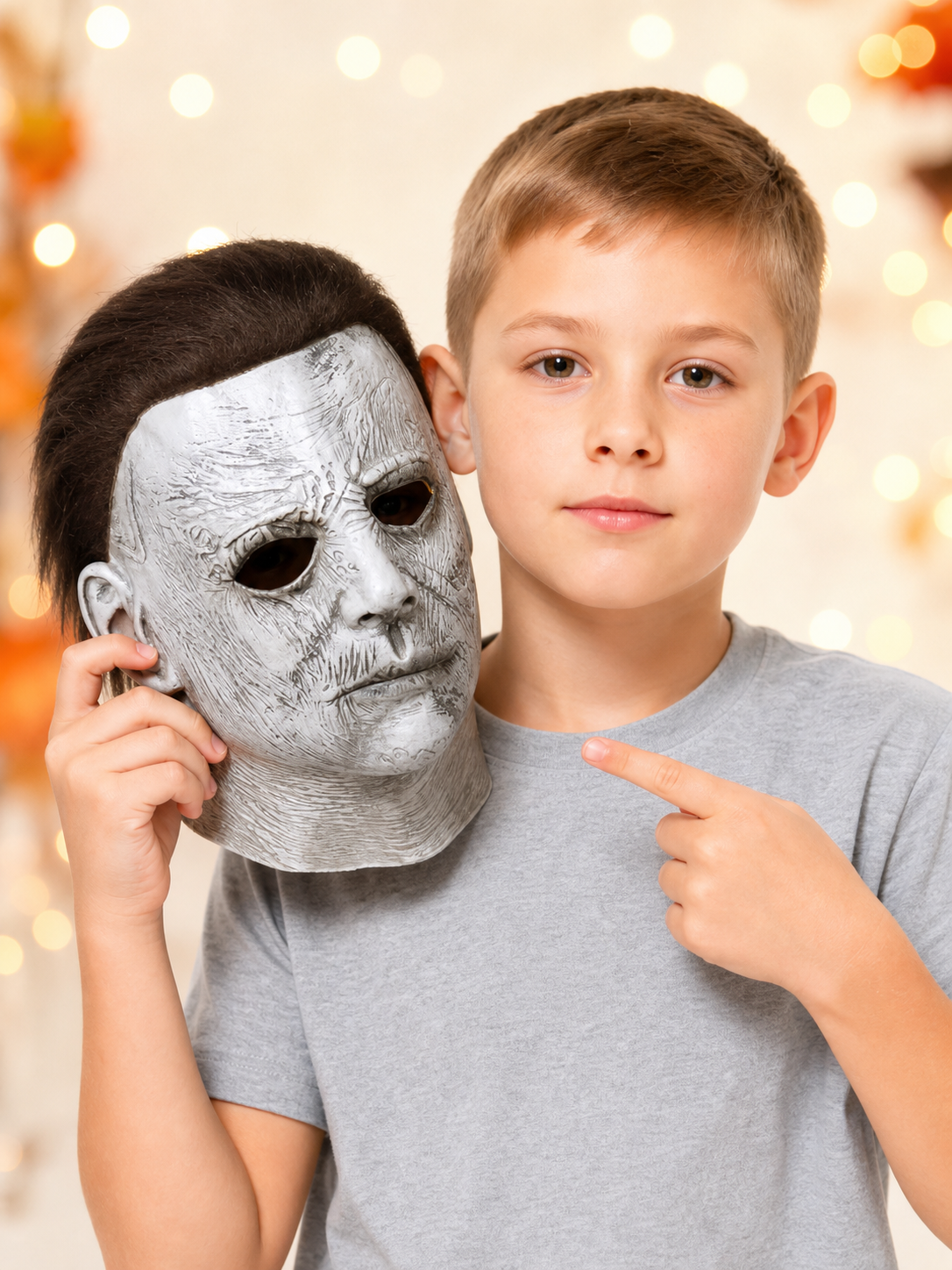Halloween Carnival Mask with Brown Hair