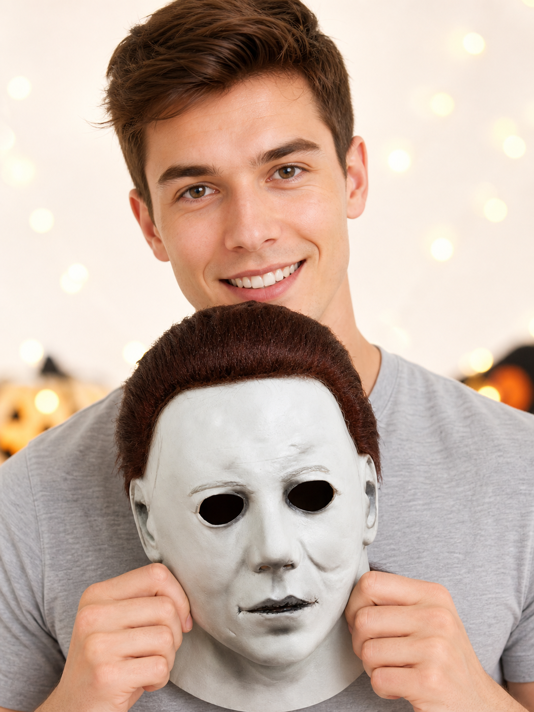 White-Faced Mask with Short Hair