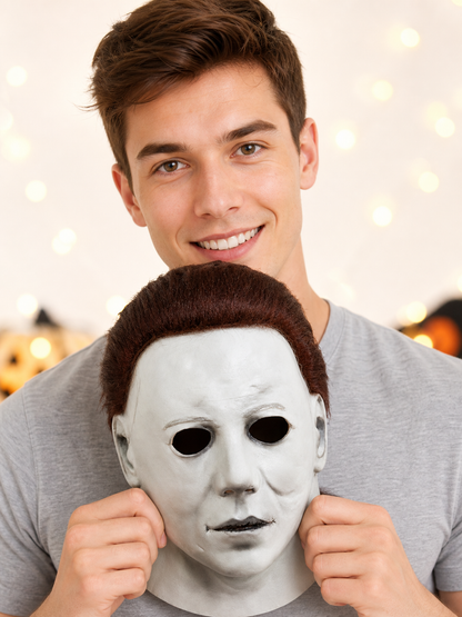 White-Faced Mask with Short Hair